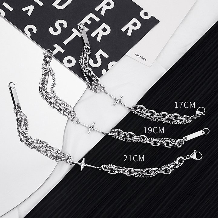 WorldNorse Starlight Charm Cable Chain Curb Chain Bracelet