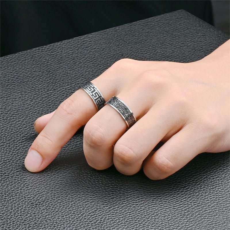 WorldNorse Retro Engraved Stainless Steel Band Ring - image 9