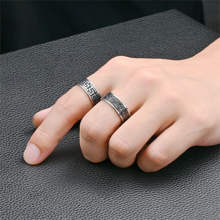 WorldNorse Retro Engraved Stainless Steel Band Ring - image 9