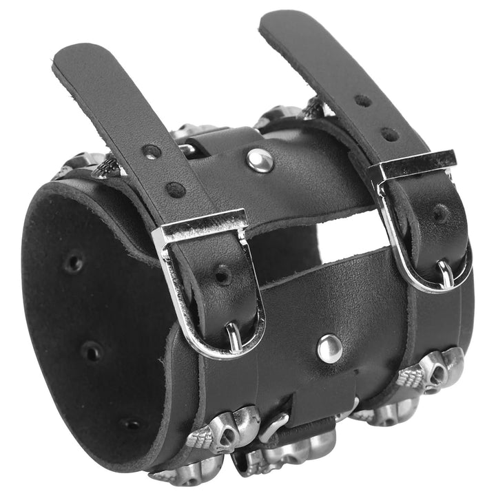 WorldNorse Gothic Skull Head Leather Cuff Bracelet - image 8
