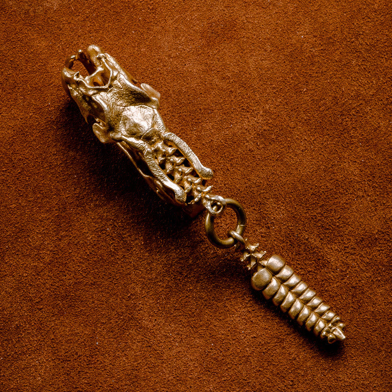 WorldNorse Retro Bronzed Dragon Head Clip Keychain - image 2