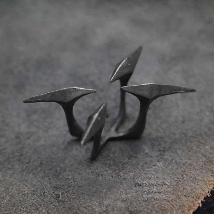WorldNorse Cyberpunk Quadrangle Spiked Ring - Black - image 1