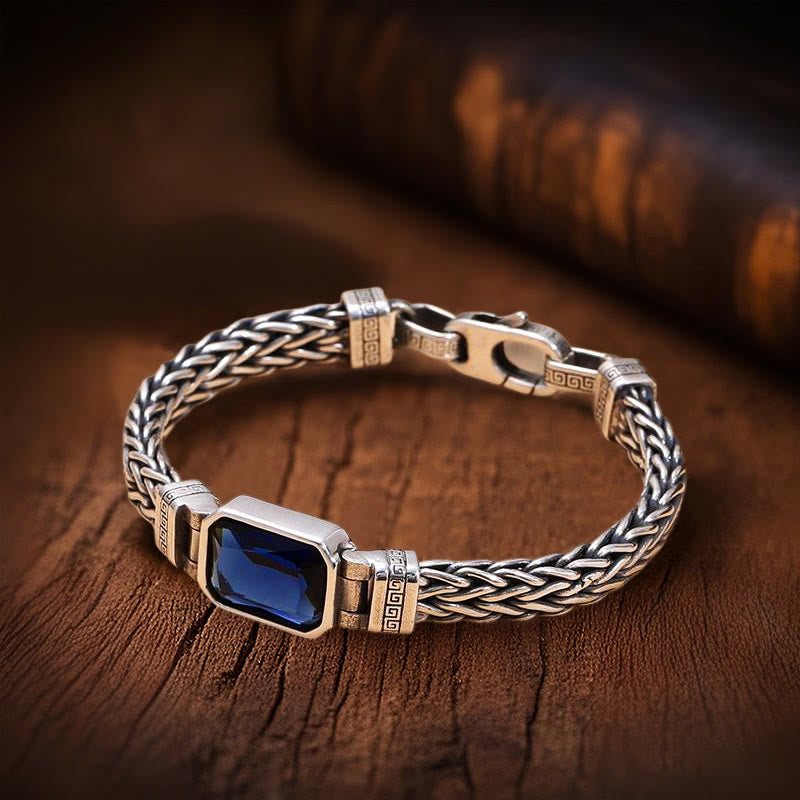 WorldNorse Retro Inlaid Gemstone Wheat Chain Bracelet - One Gemstone - 22cm - image 0