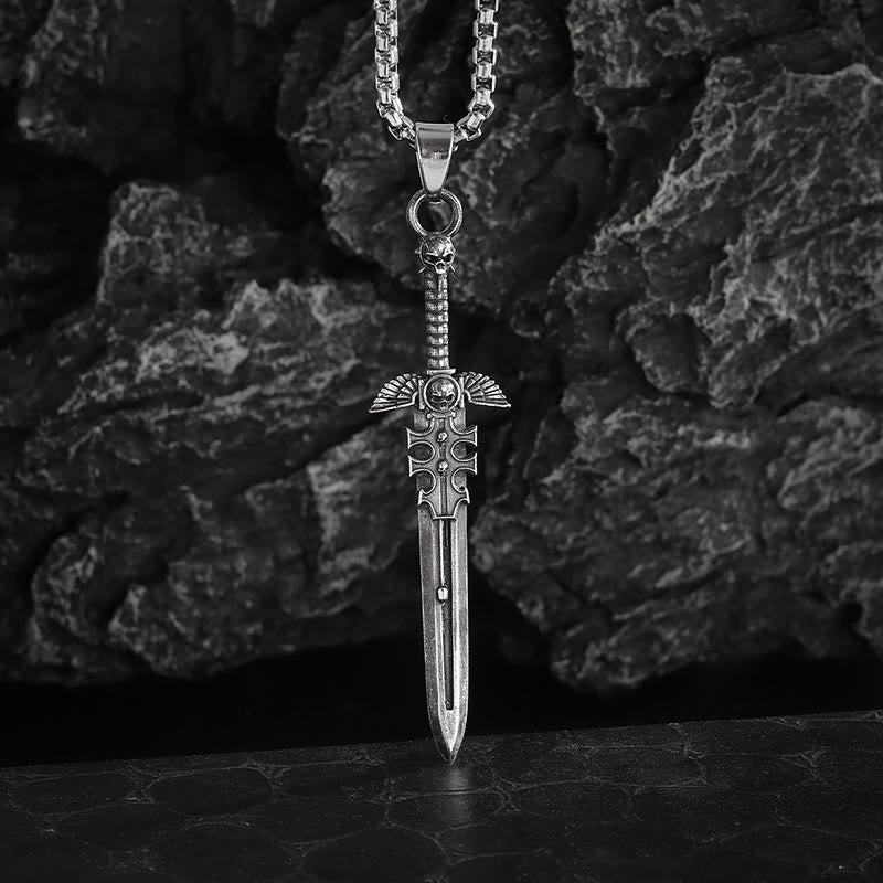 WorldNorse Gothic Skull & Sword Pendant Necklace - Skull & Sword - image 0