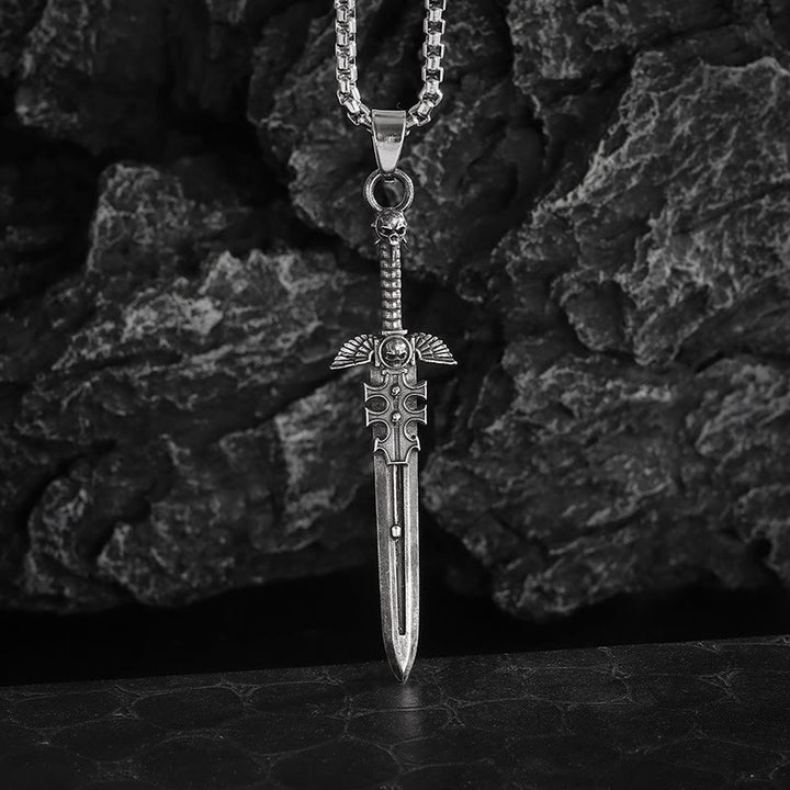 WorldNorse Gothic Skull & Sword Pendant Necklace - Skull & Sword - image 0