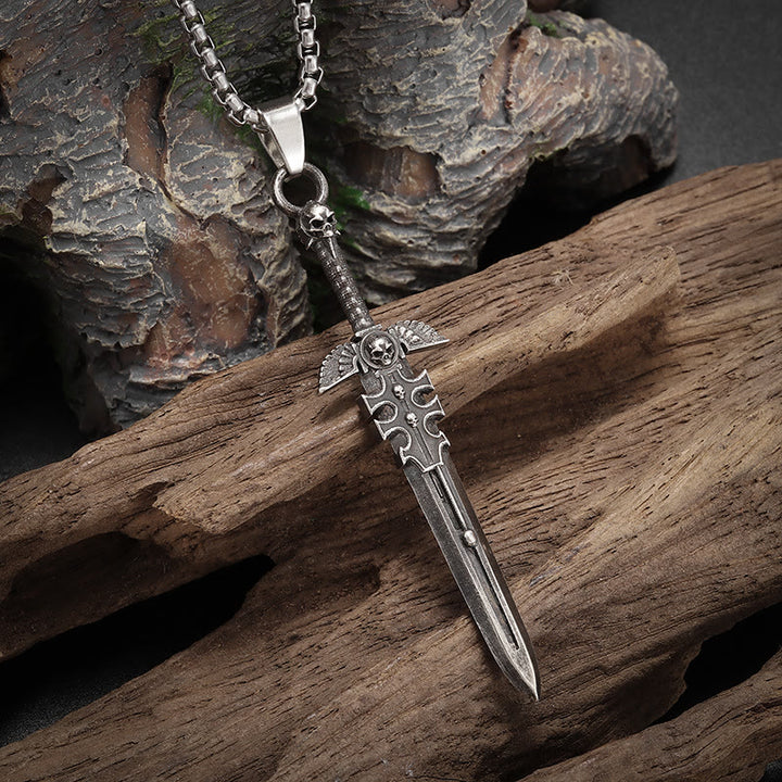 WorldNorse Gothic Skull & Sword Pendant Necklace - image 5