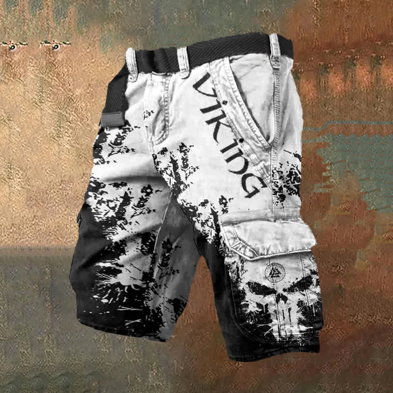 WorldNorse Viking Valknut Cargo Shorts - White Black - US/UK/AU50，EU60 (5XL) - image 1