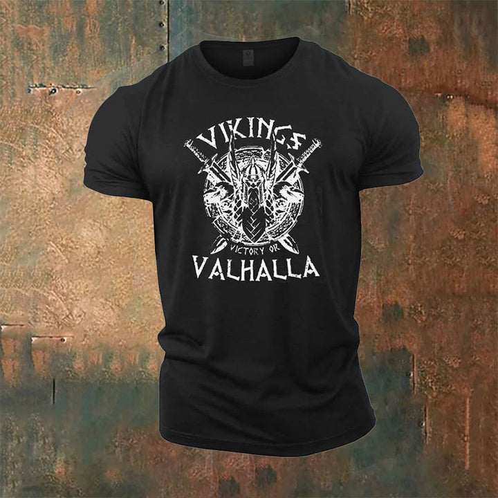 WorldNorse Victory or Valhalla Shield T-Shirt - Black - US/UK/AU50，EU60 (5XL) - image 1