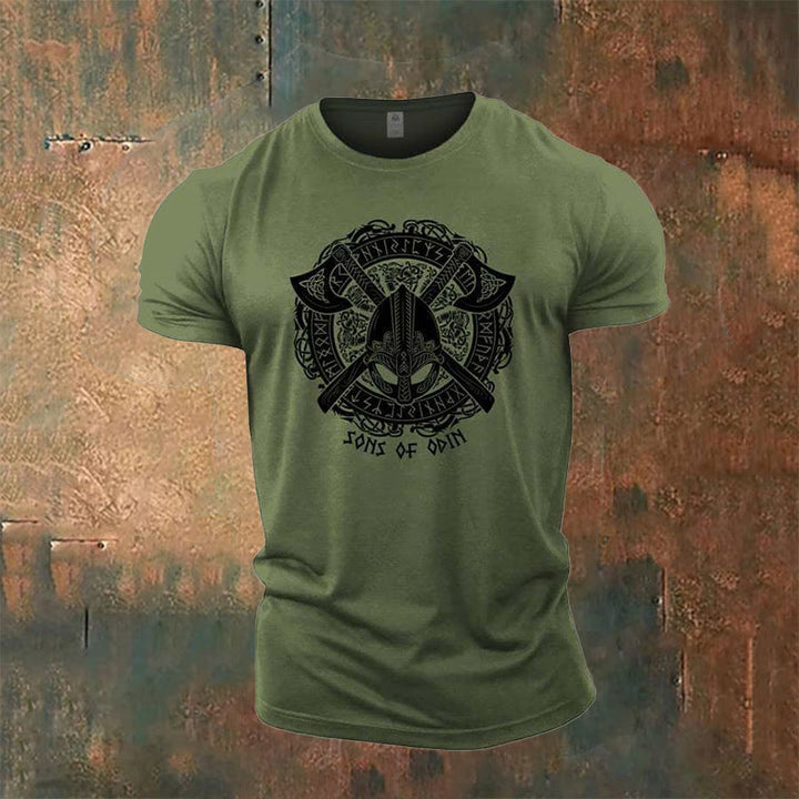 WorldNorse Viking Axe Sons of Odin T-Shirt - Green - US/UK/AU50，EU60 (5XL) - image 2