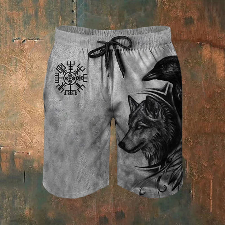 WorldNorse Viking Wolves Vegvisir Raven Casual Shorts - US/UK/AU54，EU64 (7XL) - image 0