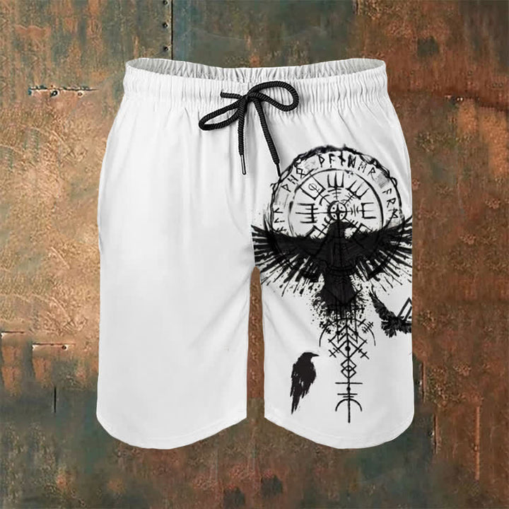 WorldNorse Viking Vegvisir Valknut Raven Casual Shorts
