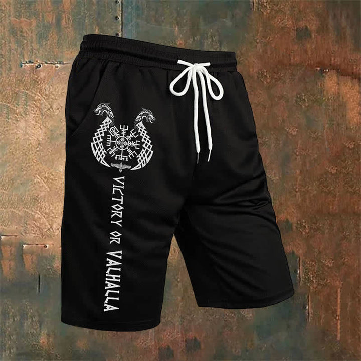WorldNorse Viking Norse Dragon Vegvisir Mjolnir Casual Shorts