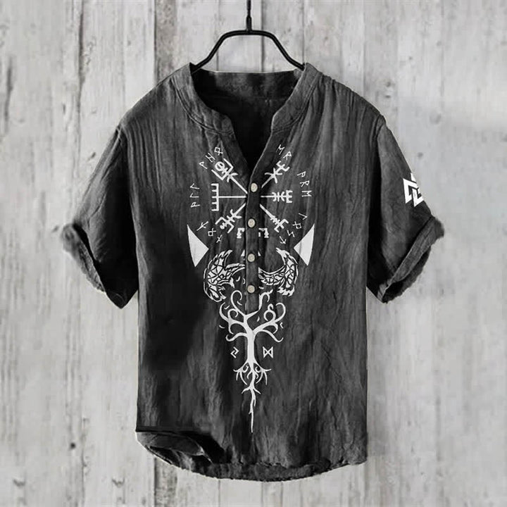 WorldNorse Viking Yggdrasil Vegvisir Valknut Raven Casual Shirt - Black - US/UK/AU50，EU60 (5XL) - image 2