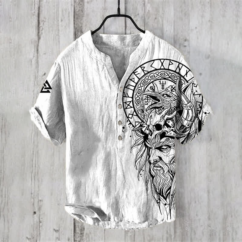 WorldNorse Viking Vegvisir Valknut Raven Casual Shirt - US/UK/AU50，EU60 (5XL) - image 1