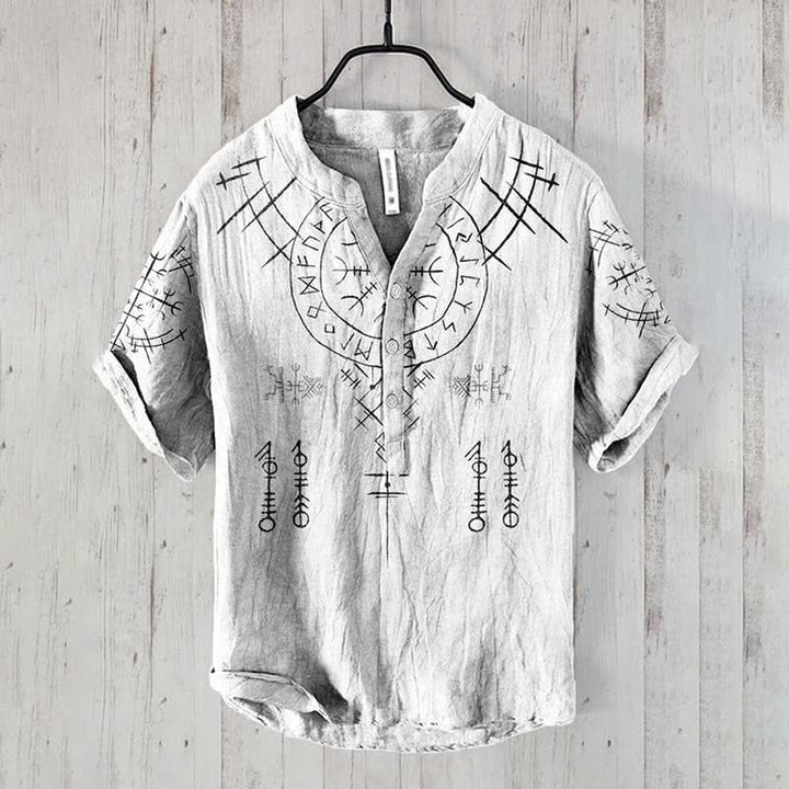 WorldNorse Viking Helm of Awe Rune Casual Shirt - White - US/UK/AU50，EU60 (5XL) - image 0