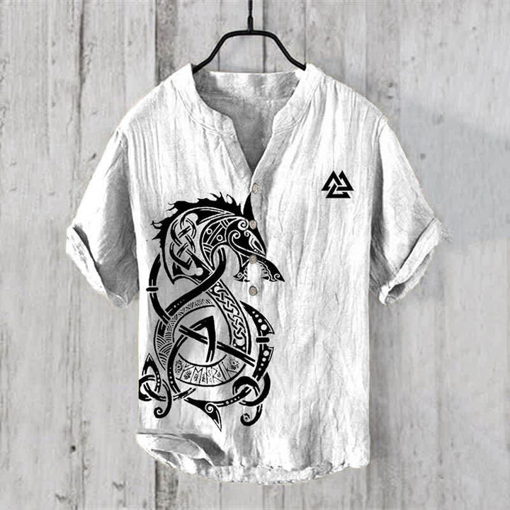 WorldNorse Viking Norse Dragon Celtic Knot Valknut Casual Shirt - US/UK/AU50，EU60 (5XL) - image 1