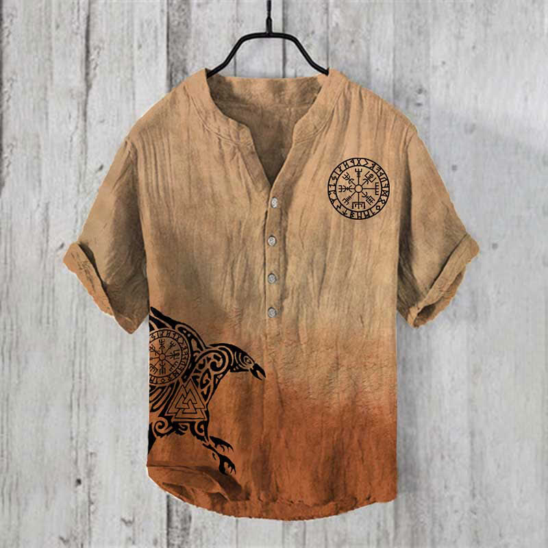 WorldNorse Viking Raven Vegvisir Valknut Casual Shirt - US/UK/AU50，EU60 (5XL) - image 1