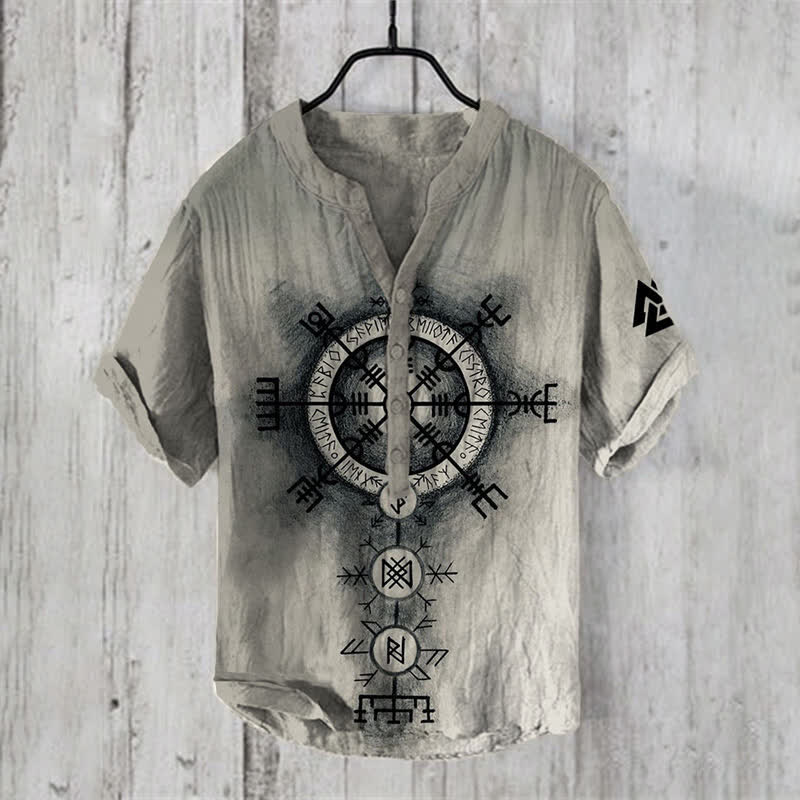 WorldNorse Viking Vegvisir Valknut Casual Shirt - US/UK/AU50，EU60 (5XL) - image 1
