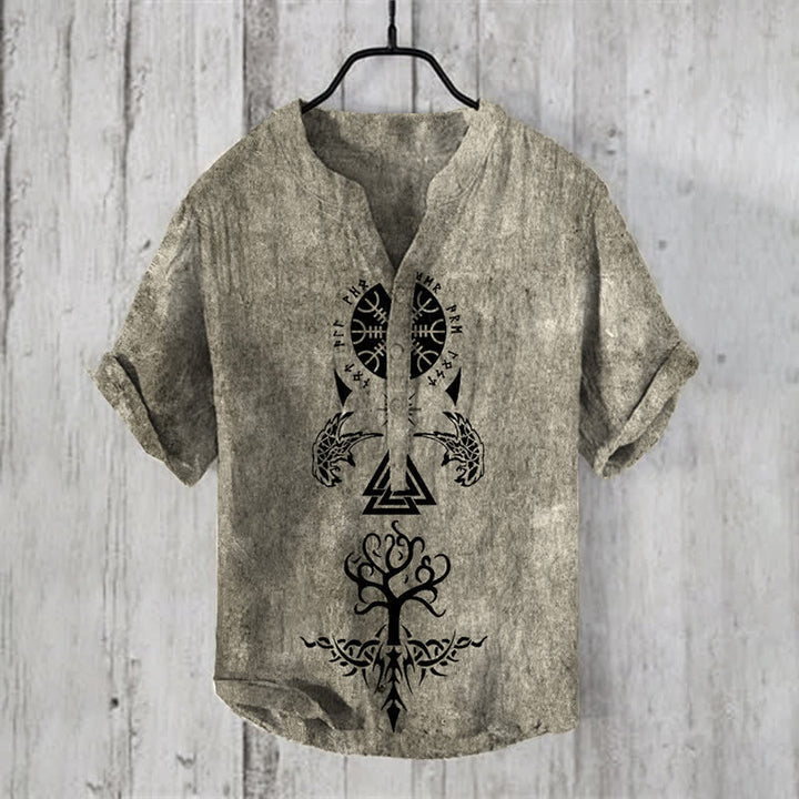 WorldNorse Viking Helm of Awe Yggdrasil Valknut Casual Shirt - US/UK/AU50，EU60 (5XL) - image 0