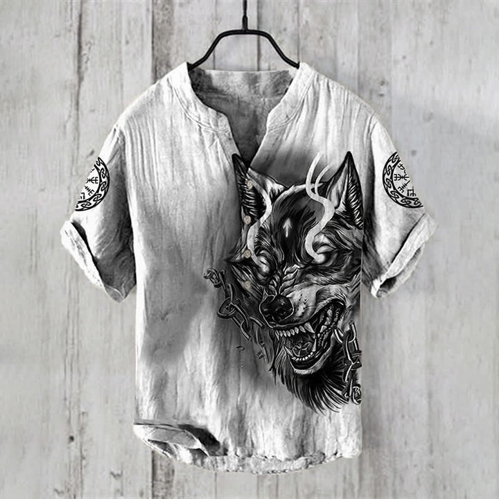 WorldNorse Viking Wolves Yggdrasil Celtic Knot Casual Shirt - US/UK/AU50，EU60 (5XL) - image 1