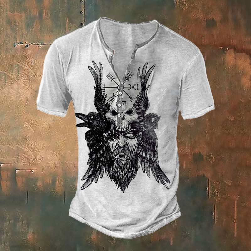 WorldNorse Odin's Ravens Vegvisir Skull T-Shirt