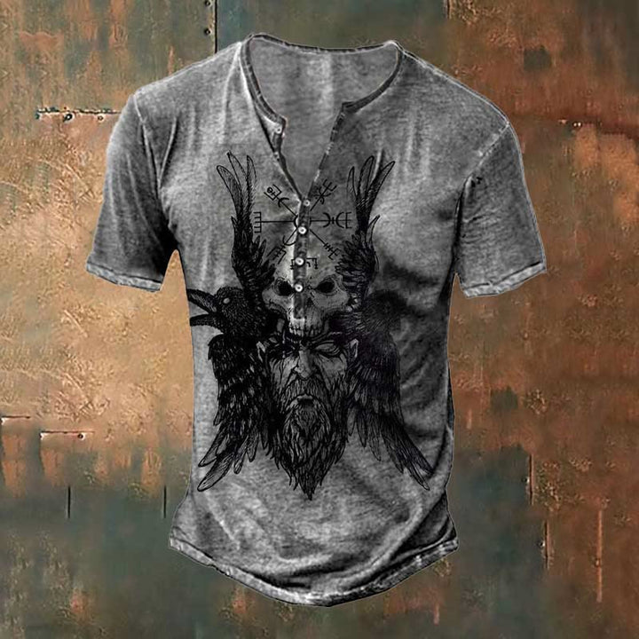 WorldNorse Odin's Ravens Vegvisir Skull T-Shirt