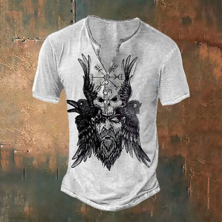 WorldNorse Odin's Ravens Vegvisir Skull T-Shirt - White - US/UK/AU50，EU60 (5XL) - image 1