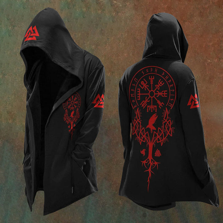 WorldNorse Raven Vegvisir Valknut Hooded Jacket