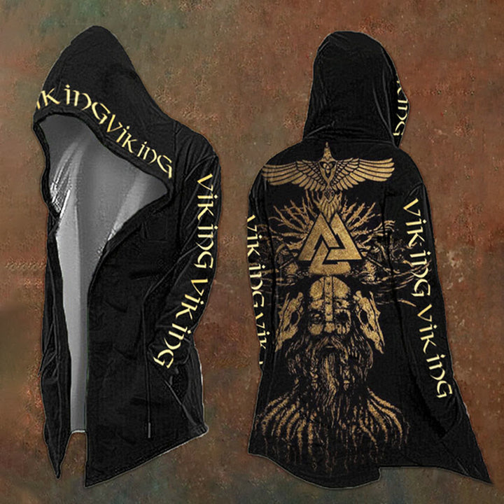 WorldNorse Valhalla Valknut Raven Hooded Jacket