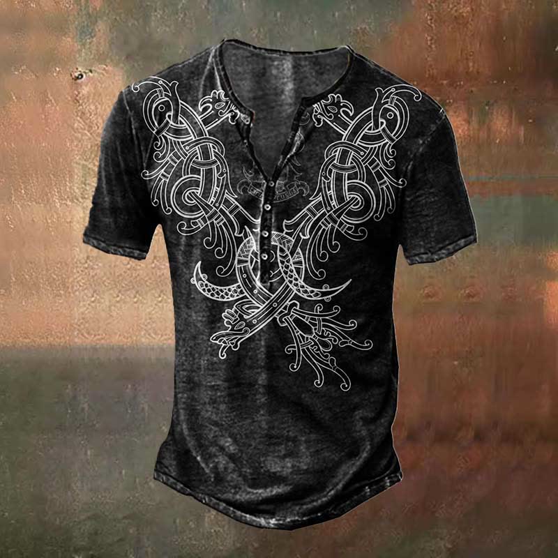WorldNorse Vintage Norse Dragon Print T-Shirt - US/UK/AU50，EU60 (5XL) - image 0