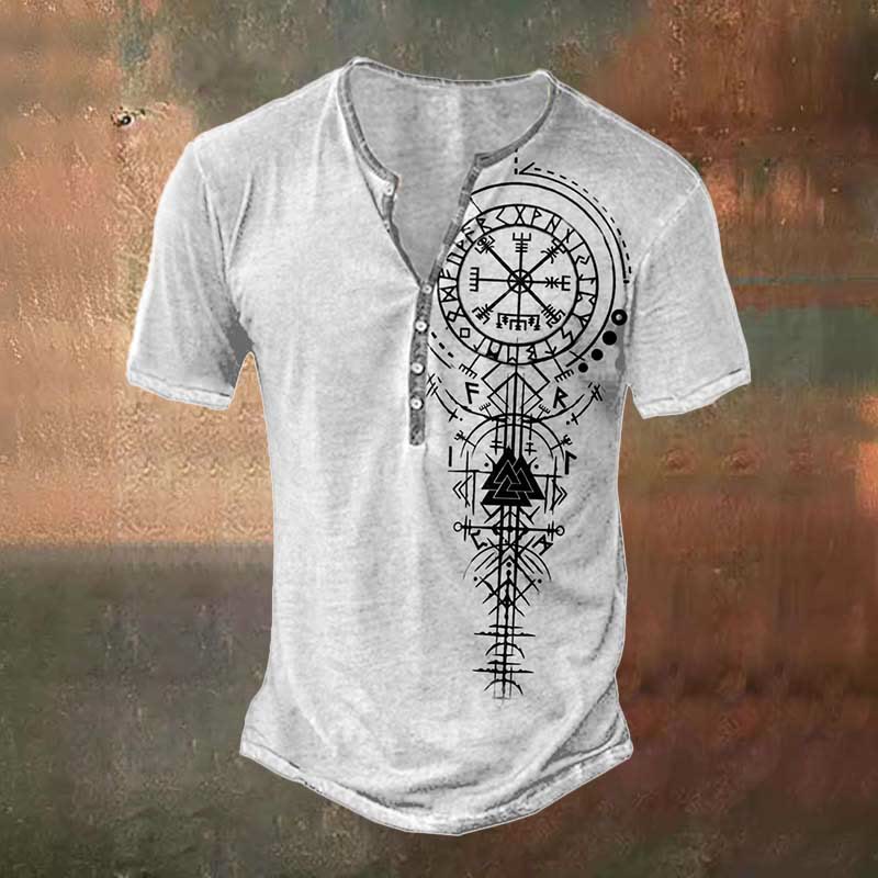 WorldNorse Viking Vegvisir Valknut Rune Print T-Shirt - US/UK/AU50，EU60 (5XL) - image 0