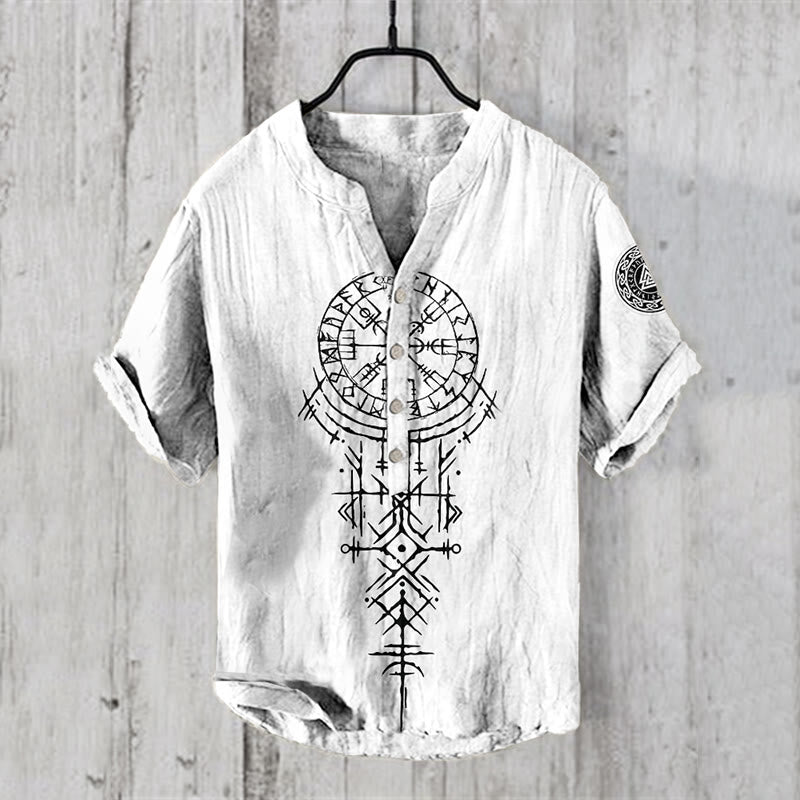 WorldNorse Viking Vegvisir Valknut Celtic Knot Casual Shirt - US/UK/AU50，EU60 (5XL) - image 0