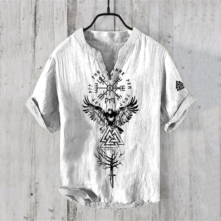 WorldNorse Viking Vegvisir Valknut Yggdrasil Raven Casual Shirt - US/UK/AU50，EU60 (5XL) - image 1