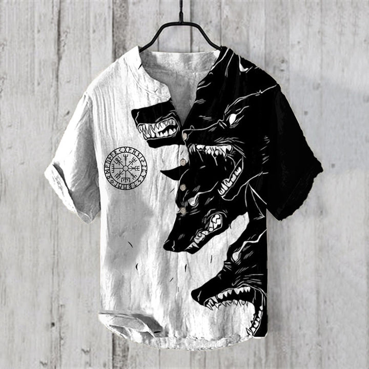 WorldNorse Viking Wolves Vegvisir Rune Casual Shirt - US/UK/AU50，EU60 (5XL) - image 0