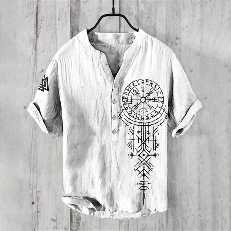 WorldNorse Viking Valknut Vegvisir Rune Casual Shirt - US/UK/AU50，EU60 (5XL) - image 1