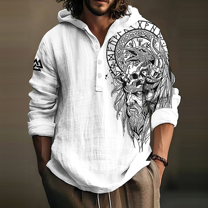 WorldNorse Viking Warrior Vegvisir Hooded Shirt