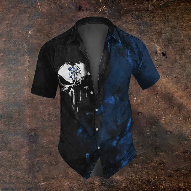 WorldNorse Vegvisir Graffiti Short Sleeve Shirt - Blue - US/UK/AU50，EU60 (5XL) - image 0
