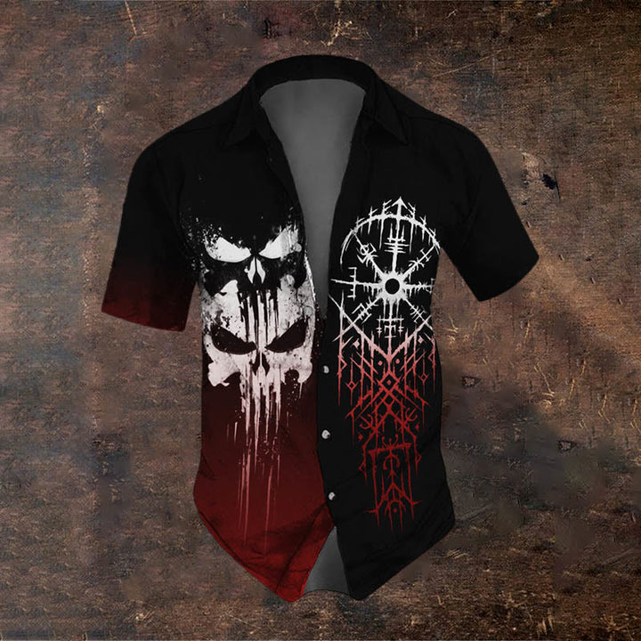 WorldNorse Vegvisir Skulls Bleeding Gradient Short Sleeve Shirt
