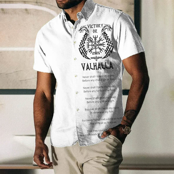 WorldNorse Viking Poem Victory Or Valhalla Short Sleeve Shirt