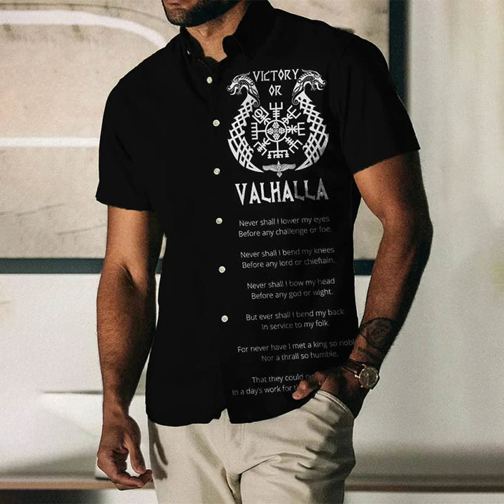 WorldNorse Viking Poem Victory Or Valhalla Short Sleeve Shirt