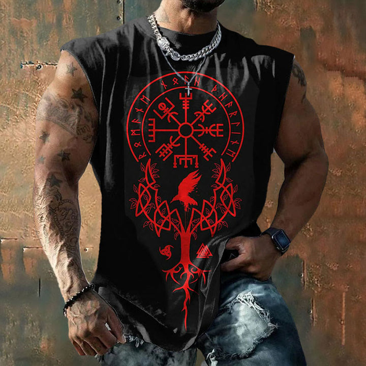 WorldNorse Yggdrasil Vegvisir Rune Raven Triple Horn of Odin Valknut Vest - US/UK/AU50，EU60 (5XL) - image 0