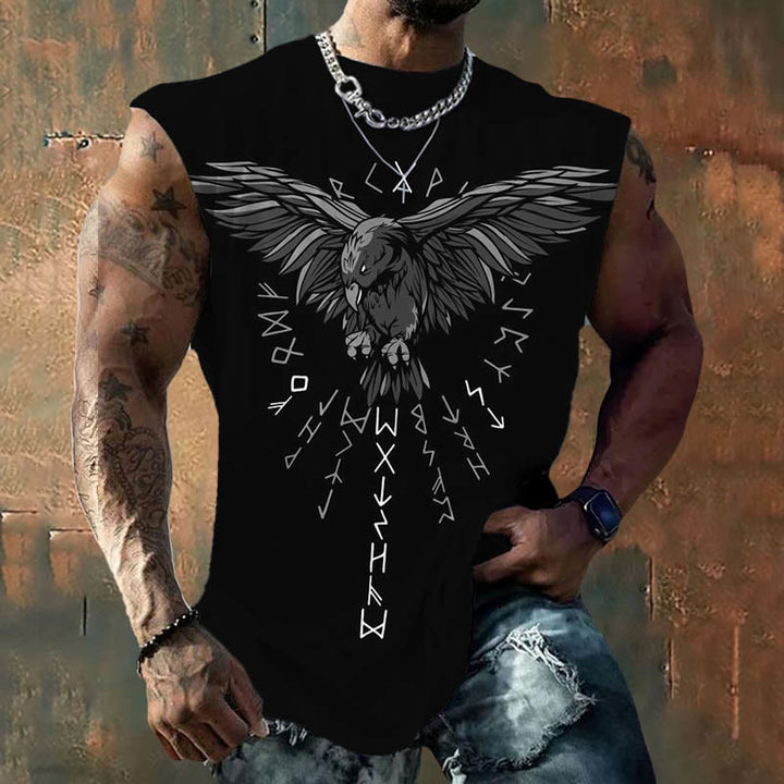WorldNorse Viking Rune Raven Print Vest - US/UK/AU50，EU60 (5XL) - image 0