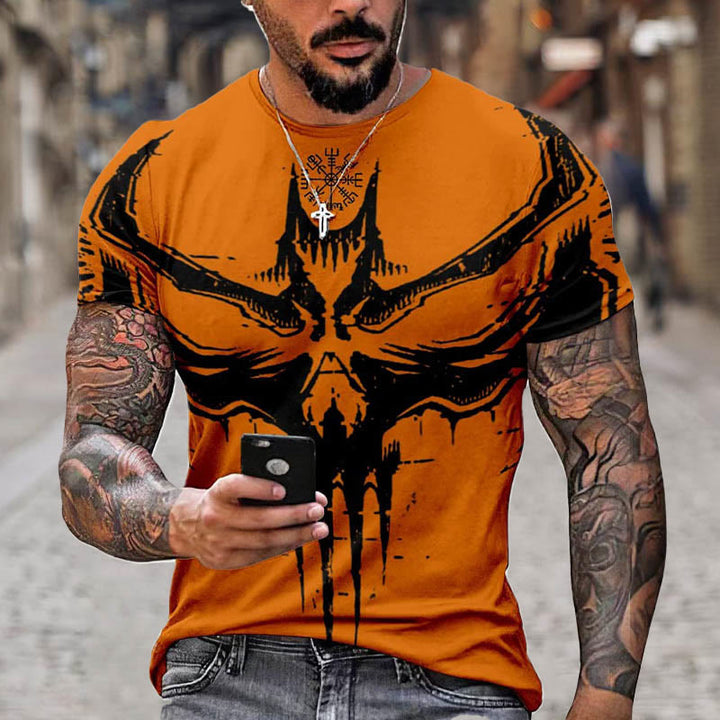 WorldNorse Vegvisir Raven Skull Short T-Shirt - Orange - US/UK/AU52，EU62 (6XL) - image 3