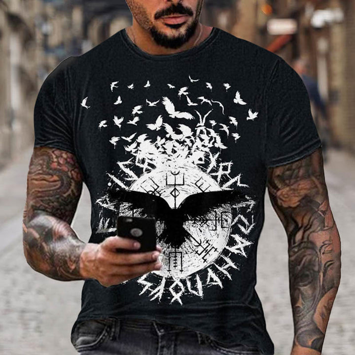 WorldNorse Vegvisir Rune Raven Short T-Shirt