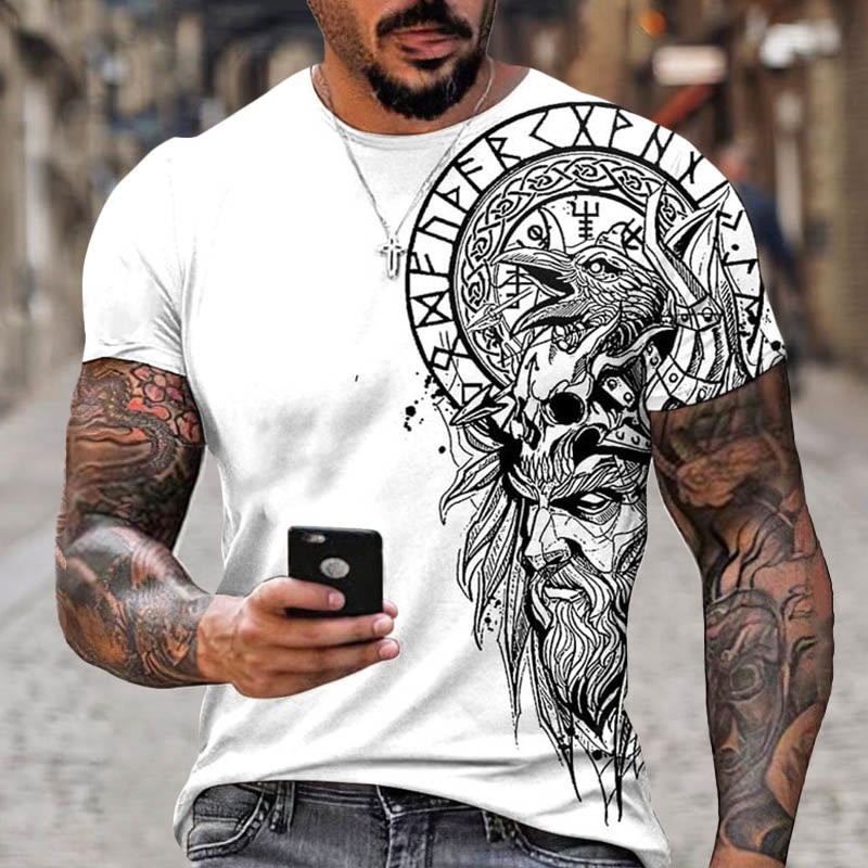 WorldNorse Vegvisir Rune Raven Celtic Knot Short T-Shirt - US/UK/AU52，EU62 (6XL) - image 0