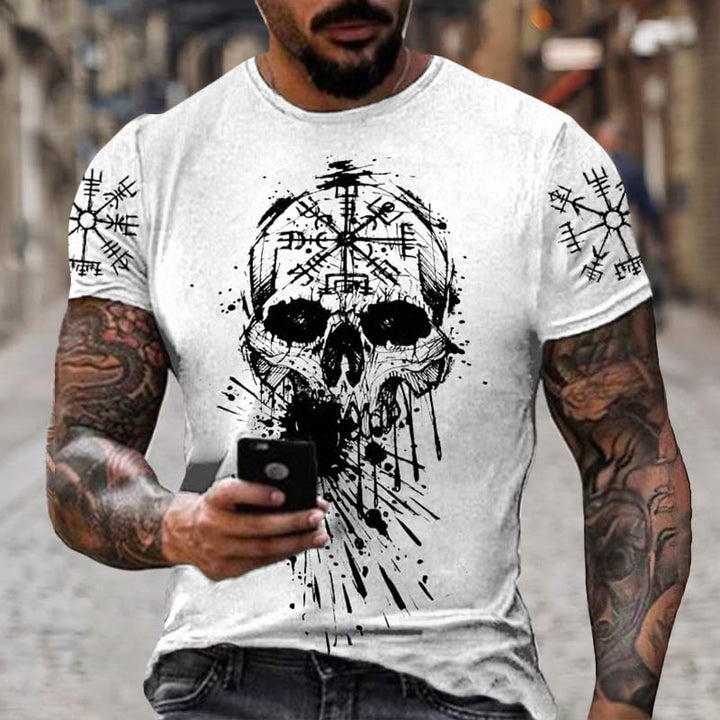 WorldNorse Viking Vegvisir Skull Short T-Shirt - US/UK/AU52，EU62 (6XL) - image 0