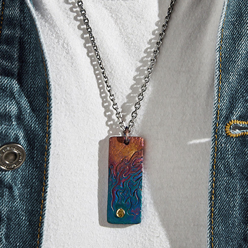 WorldNorse Fire Spirit Flame Engraved Necklace