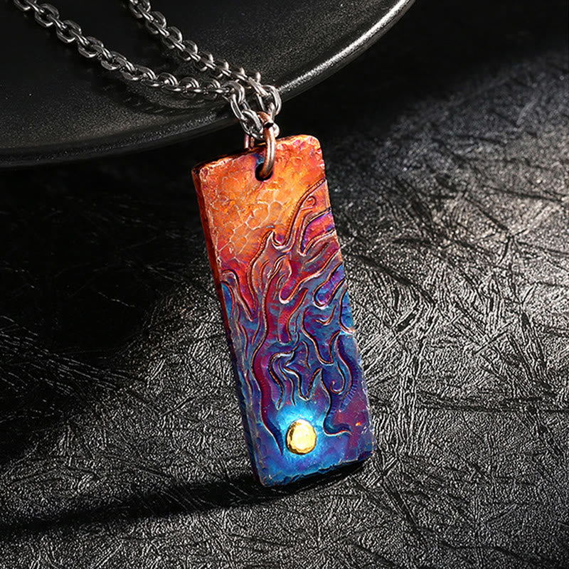 WorldNorse Fire Spirit Flame Engraved Necklace
