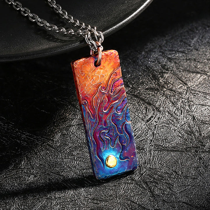 WorldNorse Fire Spirit Flame Engraved Necklace