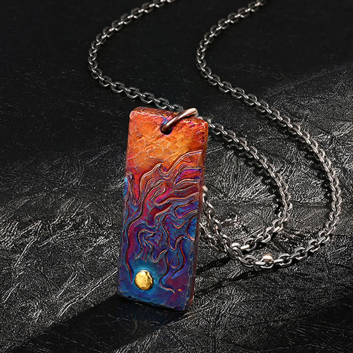 WorldNorse Fire Spirit Flame Engraved Necklace